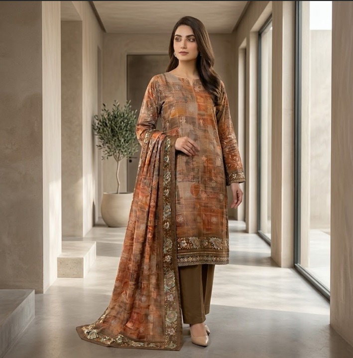Saya U-I-25448-01 Premium Lawn Suit | Printed Shirt, Voil Dupatta & Dyed Trouser