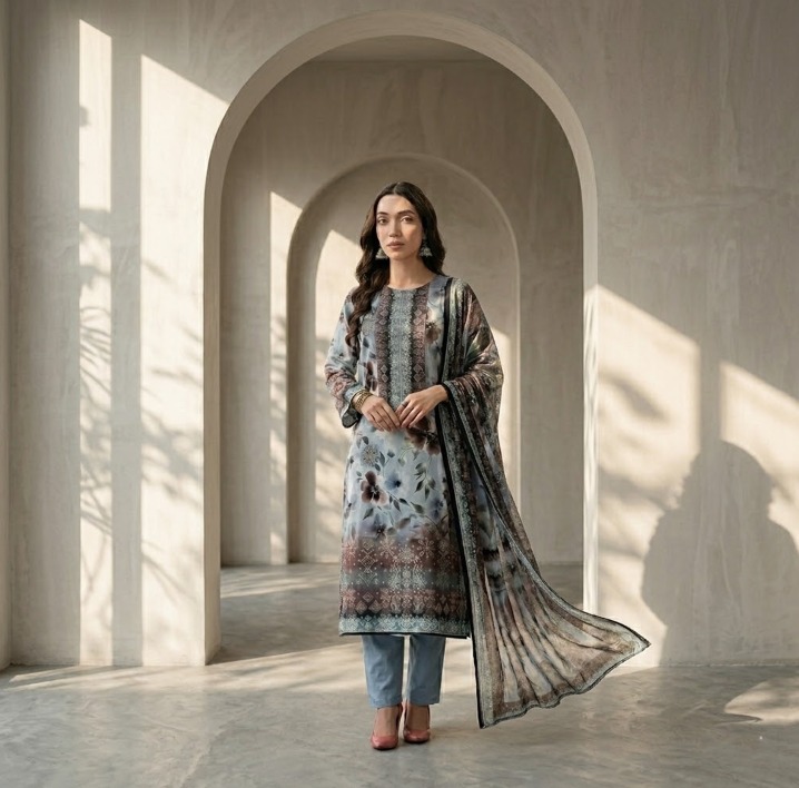 Arooma by OTM Vol #71 (730) Printed Lawn Suit | Digital Printed Shirt, Fancy Dupatta & Dyed Plain Trouser