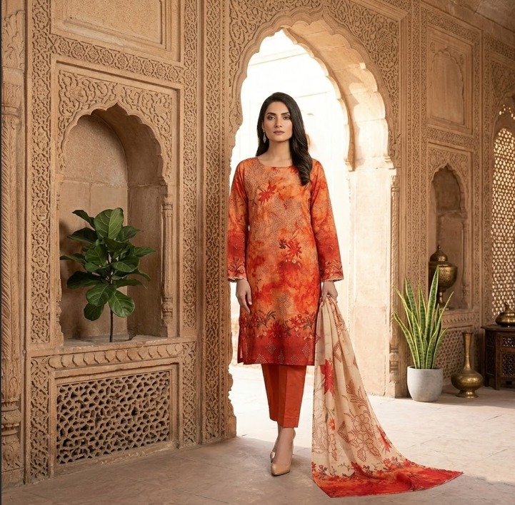 Sapphire D2RP-DLYV6-09R Digital Lawn Suit | Digital Printed Bana Doria Shirt, Fancy Dupatta & Plain Dyed Trouser