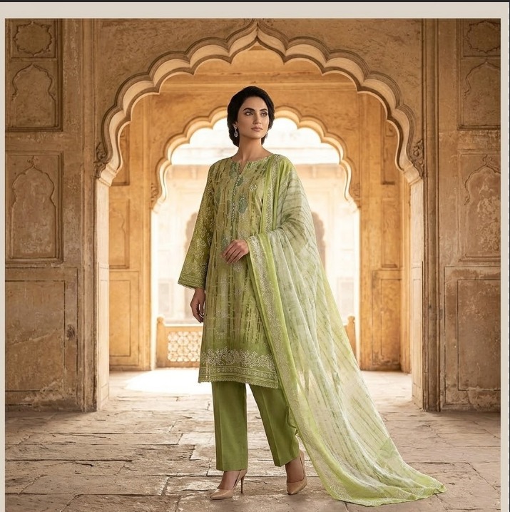 Saya U-I-25448-01 Premium Lawn Suit | Printed Shirt, Voil Dupatta & Dyed Trouser