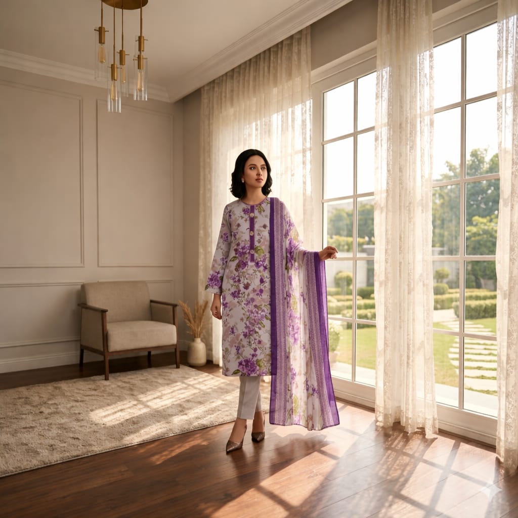 Aneela’s D.69 Printed Lawn Suit | Embroidered Shirt, Lawn Dupatta & Lawn Trouser
